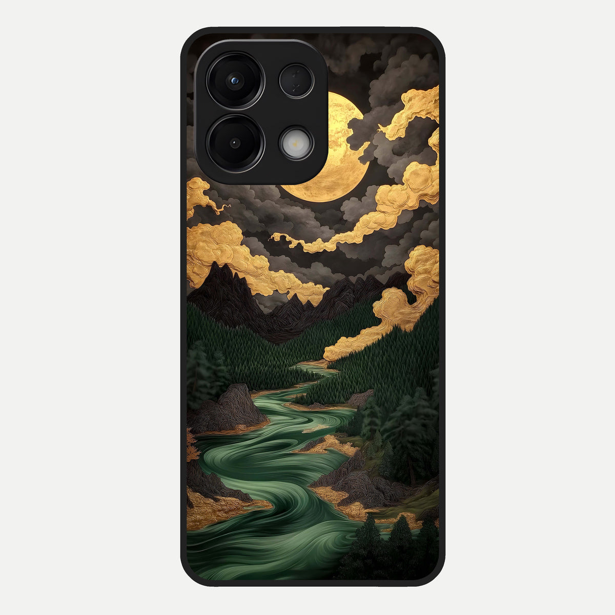  Golden River Moon Glass Case For Oppo K13 5G back cover – full design glossy printed glass finish
