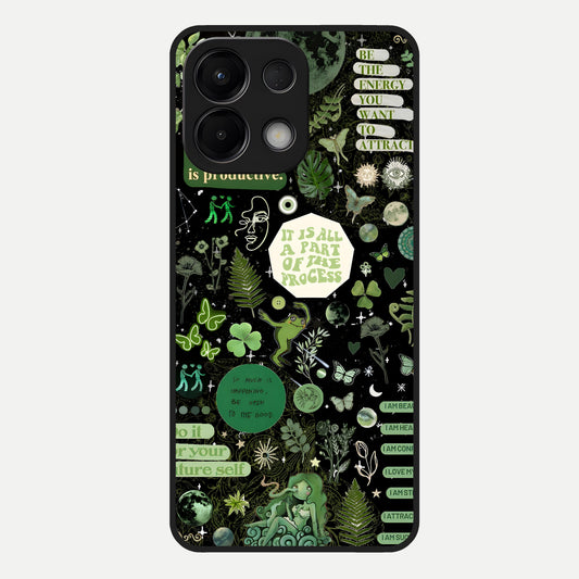  Green Mandala Pattern Glass Case For Oppo K13 5G back cover – full design glossy printed glass finish