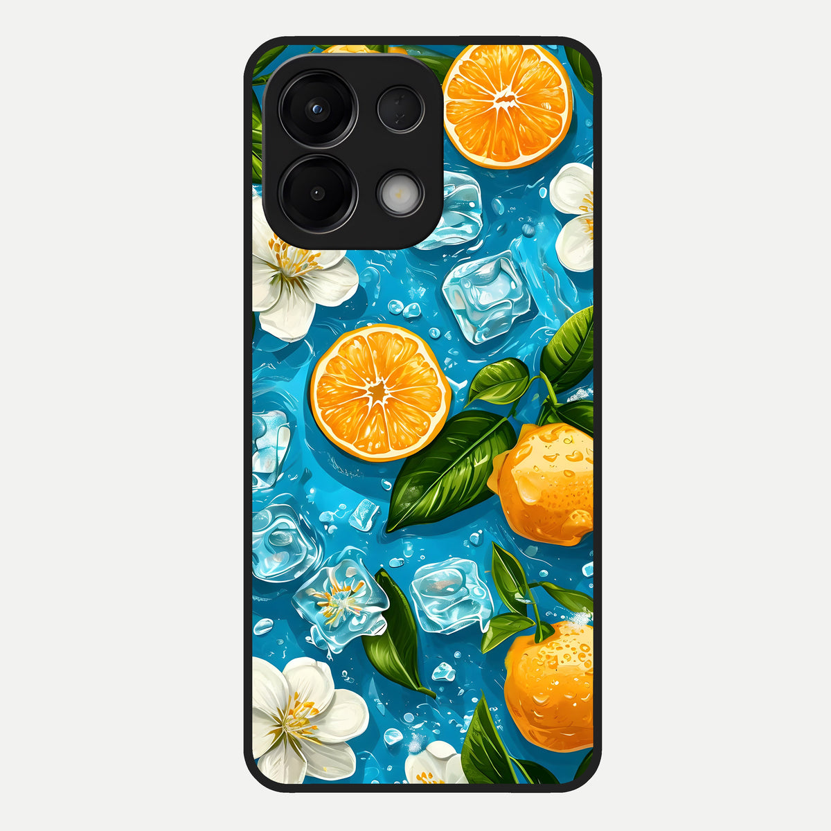  Ice Cube With Orange Glass Case For Oppo K13 5G back cover – full design glossy printed glass finish