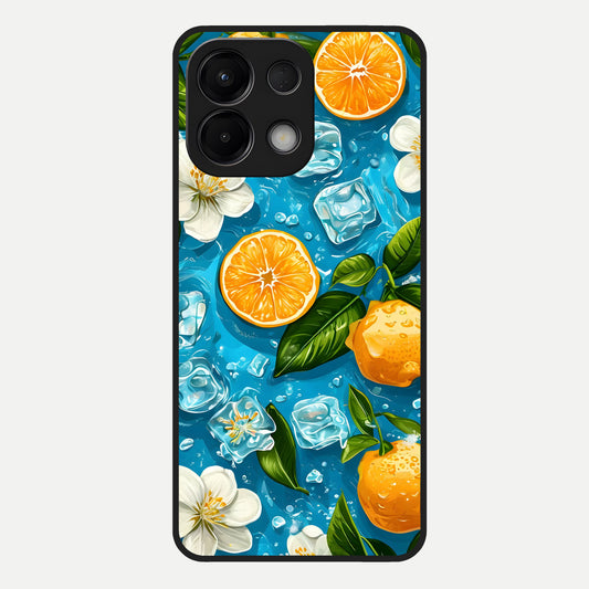  Ice Cube With Orange Glass Case For Oppo K13 5G back cover – full design glossy printed glass finish