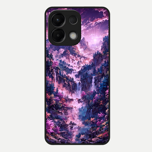  Mystic Cascade Peaks Glass Case For Oppo K13 5G back cover – full design glossy printed glass finish