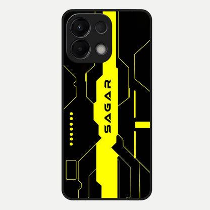  Neon CYBERPUNK Custom Name Glass Case For Oppo K13 5G back cover – full design glossy printed glass finish