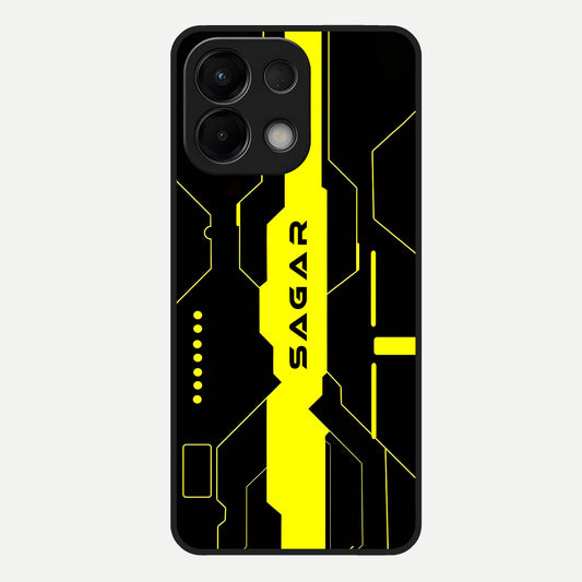  Neon CYBERPUNK Custom Name Glass Case For Oppo K13 5G back cover – full design glossy printed glass finish