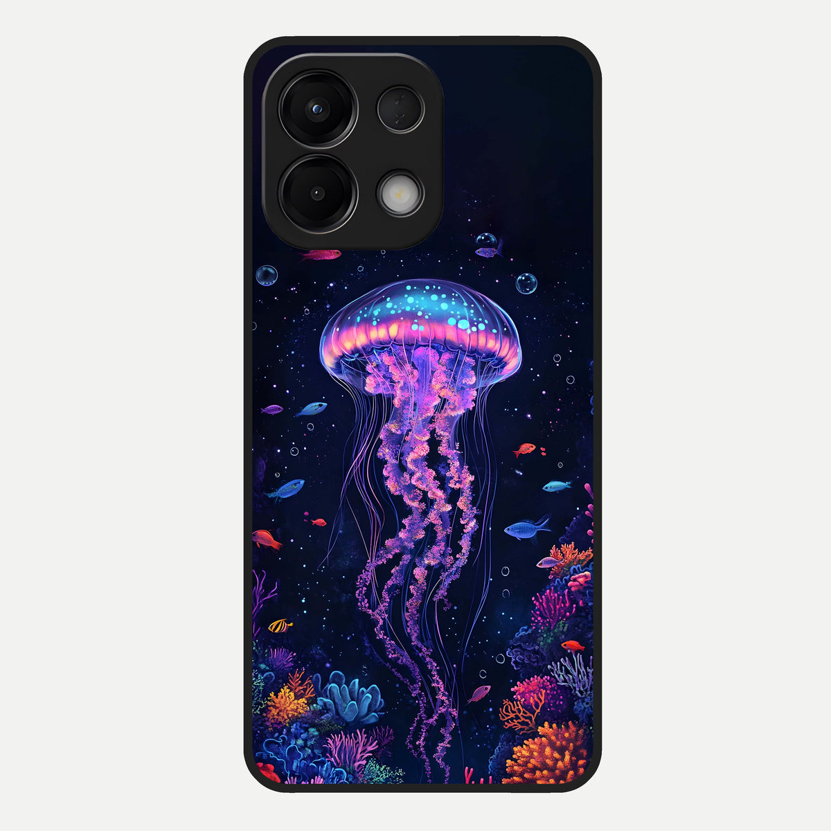  Neon Jellyfish Glass Case For Oppo K13 5G back cover – full design glossy printed glass finish