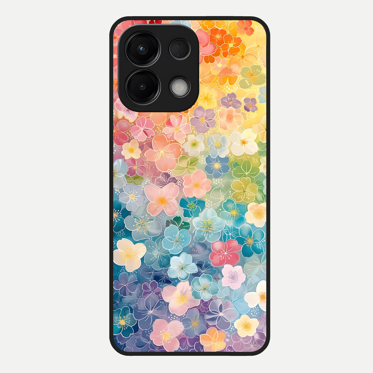  Rainbow Blossom Burst Glass Case For Oppo K13 5G back cover – full design glossy printed glass finish