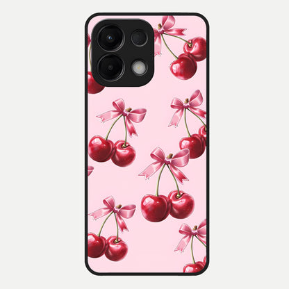  Red Cherries Pattern Glass Case For Oppo K13 5G back cover – full design glossy printed glass finish