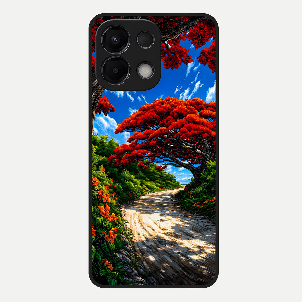  Red Trees Pathway Glass Case For Oppo K13 5G back cover – full design glossy printed glass finish