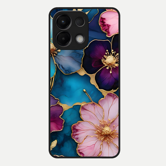  Sparkle Floral Glass Case For Oppo K13 5G back cover – full design glossy printed glass finish