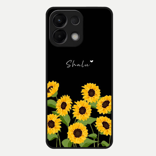 Sunflower Sky Bloom Glass Case For Oppo K13 5G back cover – full design glossy printed glass finish