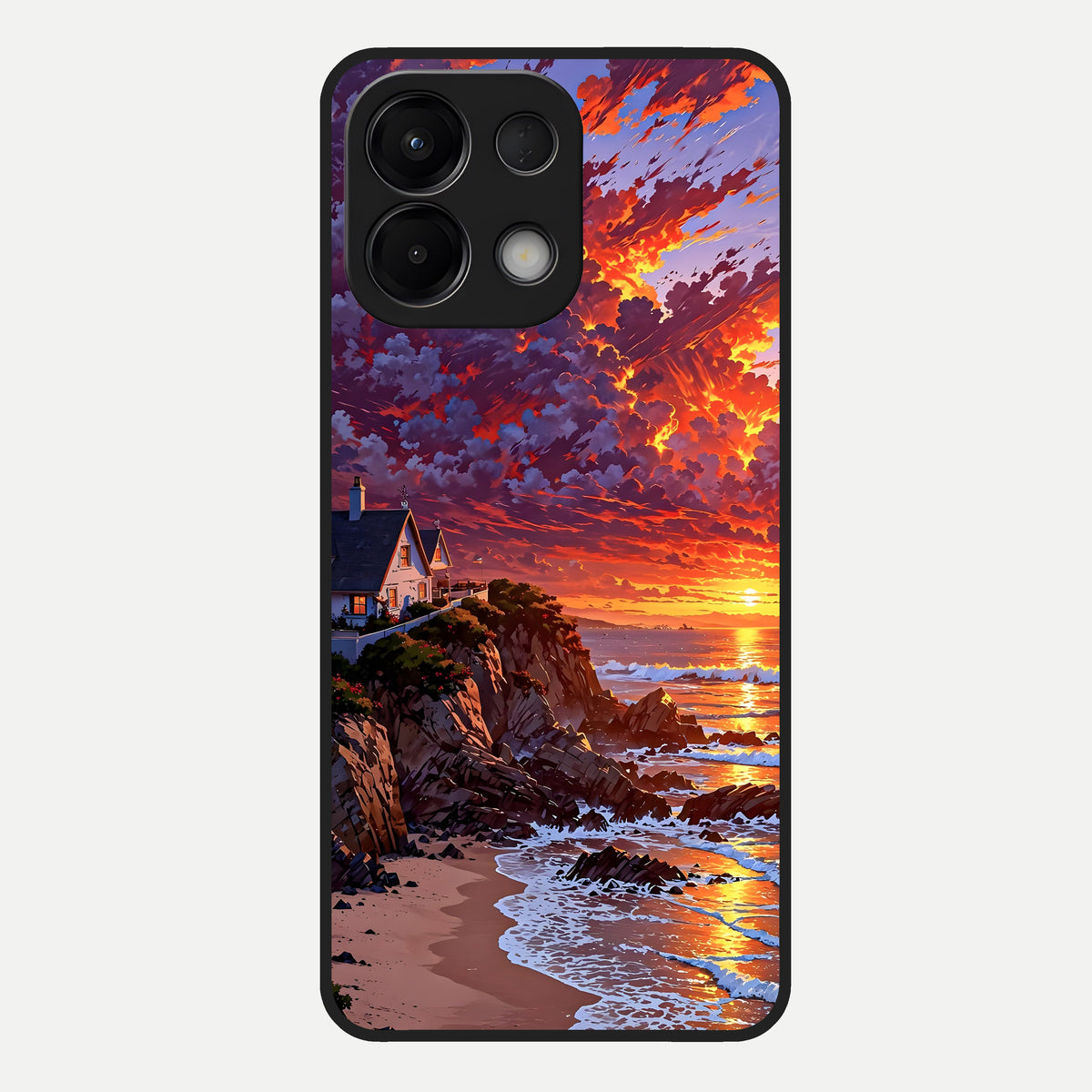  Sunset House By Sea Glass Case For Oppo K13 5G back cover – full design glossy printed glass finish