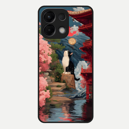  Temple Cat Scenery Glass Case For Oppo K13 5G back cover – full design glossy printed glass finish