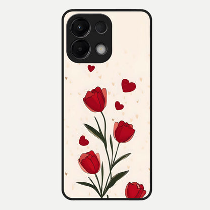  Tulip With Heart Glass Case For Oppo K13 5G back cover – full design glossy printed glass finish