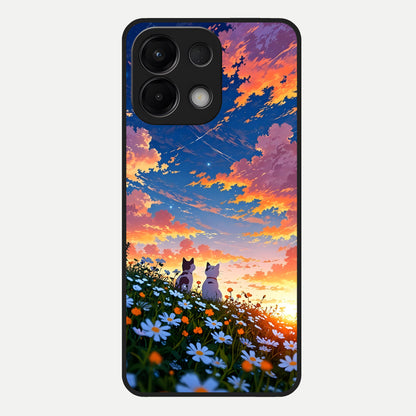  Two Cats Friends Glass Case For Oppo K13 5G back cover – full design glossy printed glass finish