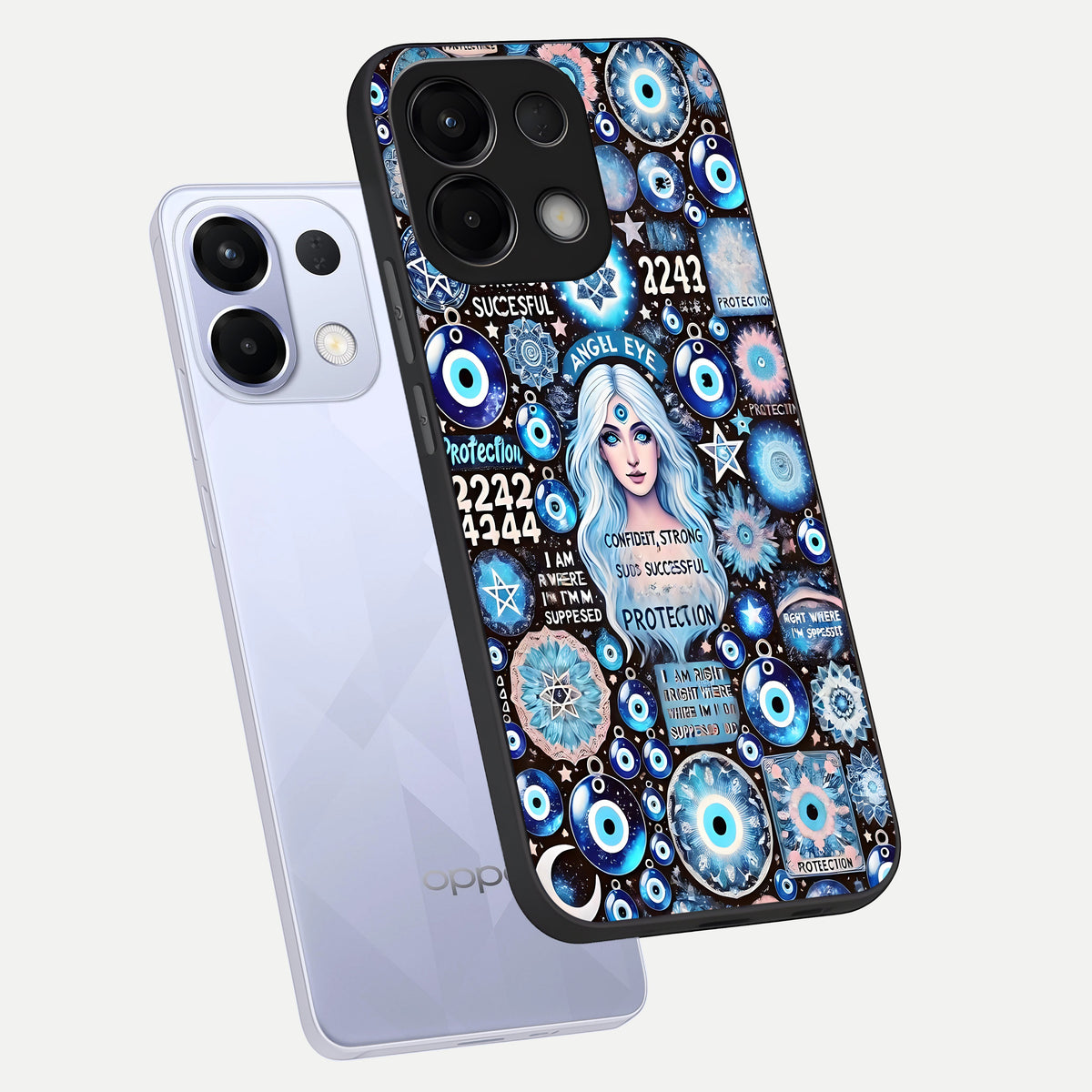  Angel Aura Shield phone case For Oppo K13 5G showing premium glass back cover with detailed artwork