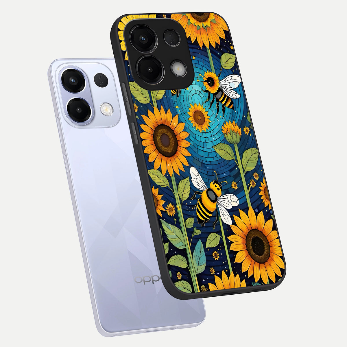  Bees And Sunflowers phone case For Oppo K13 5G showing premium glass back cover with detailed artwork