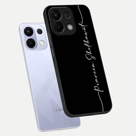  Black Tune Custom Name phone case For Oppo K13 5G showing premium glass back cover with detailed artwork