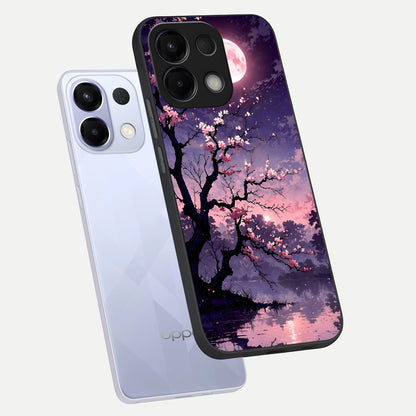  Blossom Pink Moon phone case For Oppo K13 5G showing premium glass back cover with detailed artwork