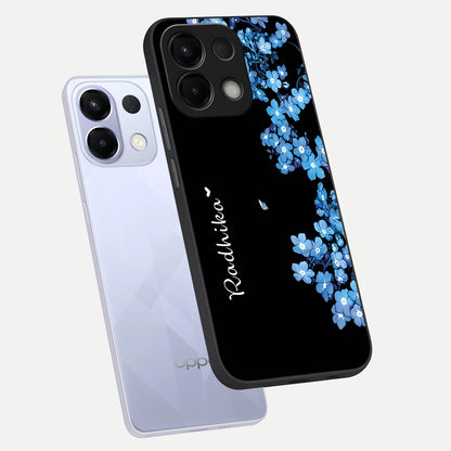  Blue Petal Dream Custom Name phone case For Oppo K13 5G showing premium glass back cover with detailed artwork