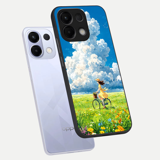  Breezy Meadow Ride phone case For Oppo K13 5G showing premium glass back cover with detailed artwork