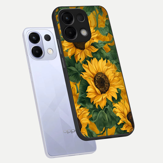  Bright Sunflower Bloom phone case For Oppo K13 5G showing premium glass back cover with detailed artwork