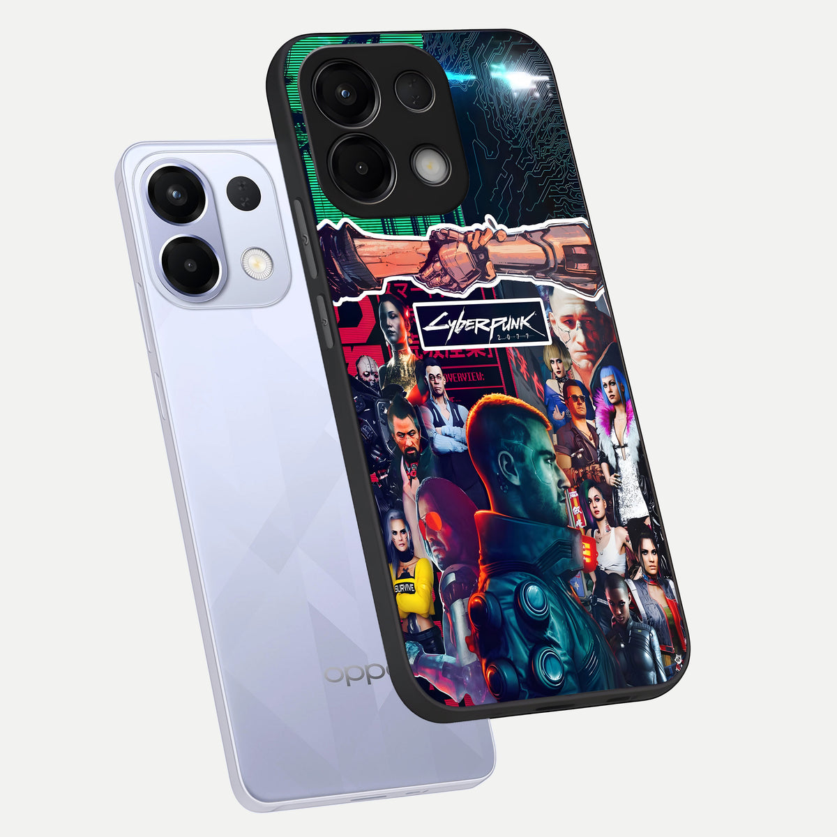  CYBERPUNK Legacy phone case For Oppo K13 5G showing premium glass back cover with detailed artwork