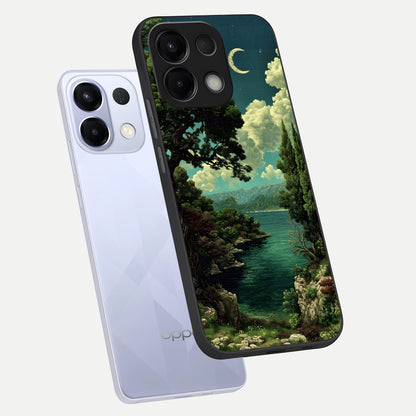  Celestial Lake Peace phone case For Oppo K13 5G showing premium glass back cover with detailed artwork
