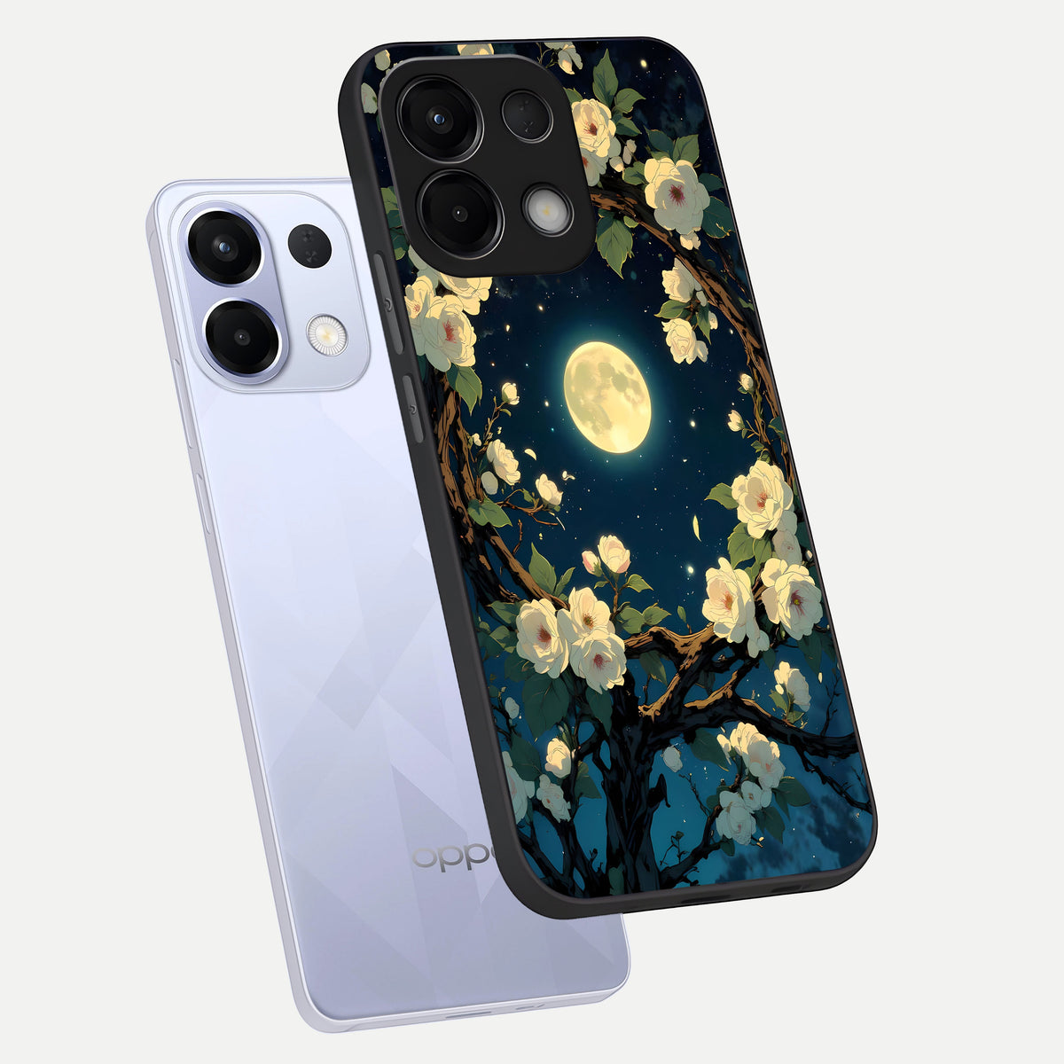  Celestial Moon And Flower phone case For Oppo K13 5G showing premium glass back cover with detailed artwork
