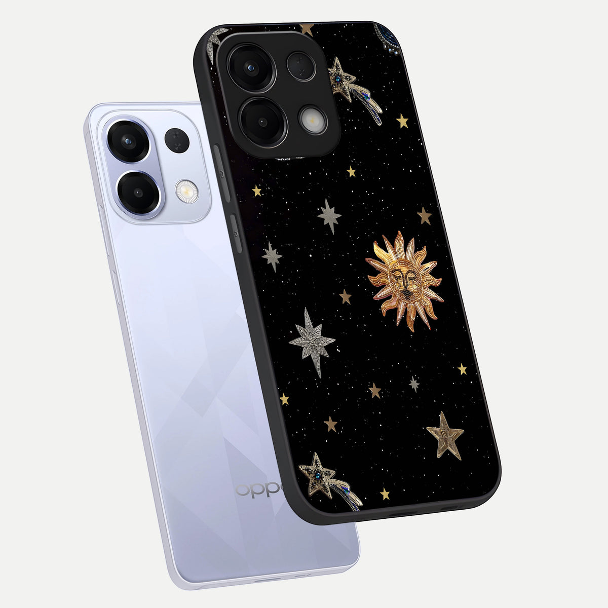  Celestial Moon With Stars phone case For Oppo K13 5G showing premium glass back cover with detailed artwork