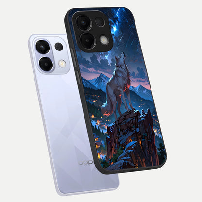  Celestial Wolf Howl phone case For Oppo K13 5G showing premium glass back cover with detailed artwork