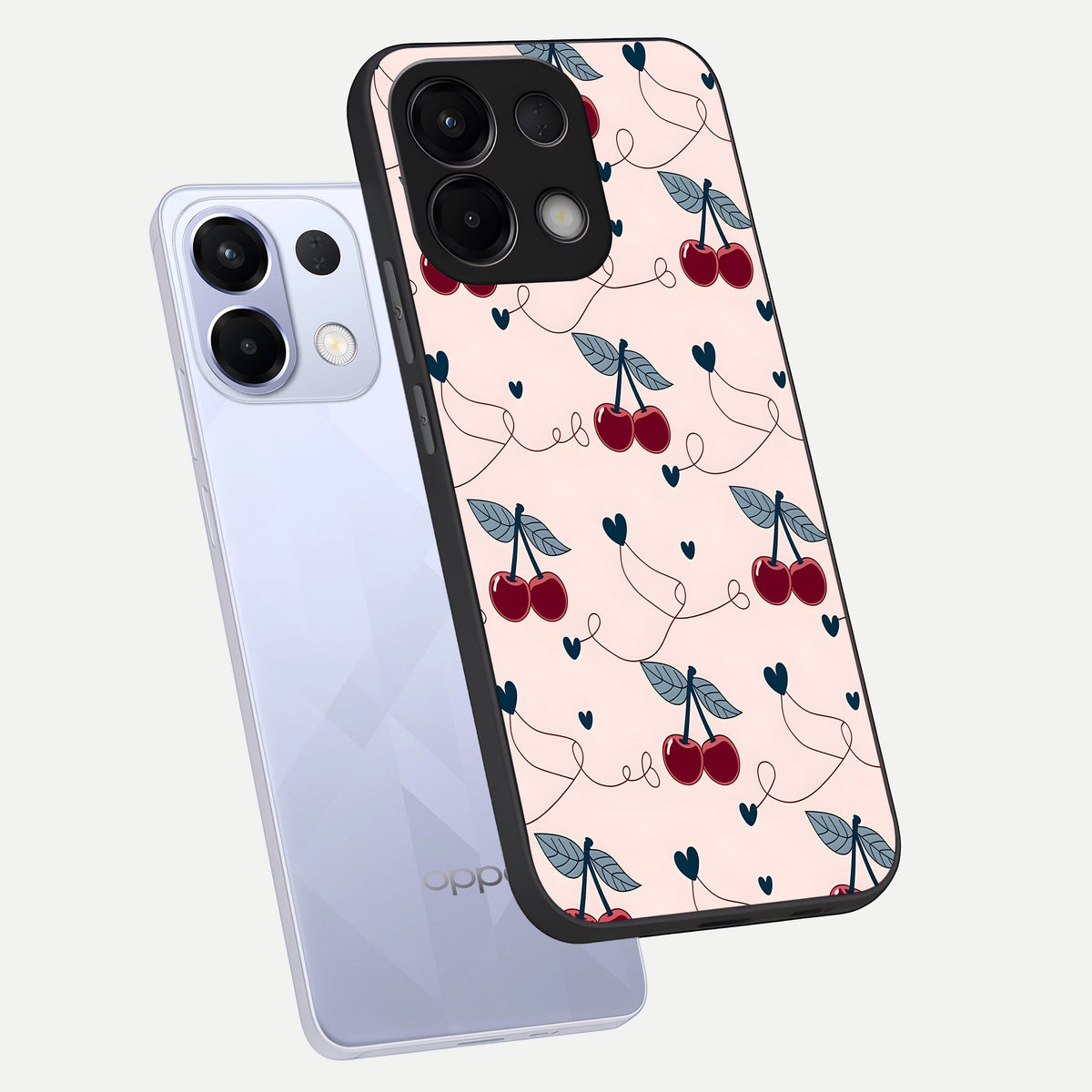  Cherry Heart Line phone case For Oppo K13 5G showing premium glass back cover with detailed artwork
