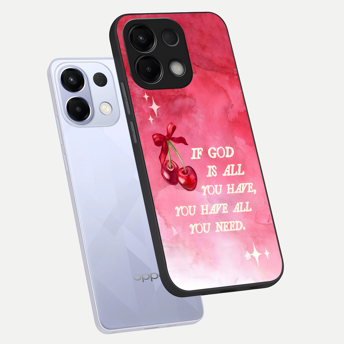  Cherry Quote phone case For Oppo K13 5G showing premium glass back cover with detailed artwork