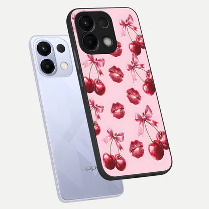  Cherry With Lips phone case For Oppo K13 5G showing premium glass back cover with detailed artwork