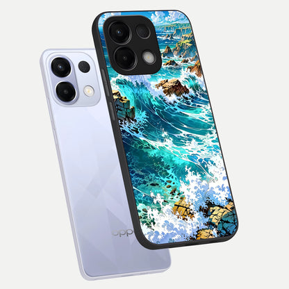  Coastal Blue Waves phone case For Oppo K13 5G showing premium glass back cover with detailed artwork
