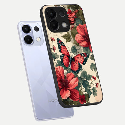  Crimson Butterfly Garden phone case For Oppo K13 5G showing premium glass back cover with detailed artwork
