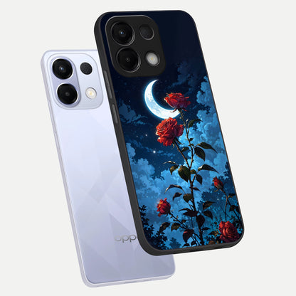  Crimson Rose Moon phone case For Oppo K13 5G showing premium glass back cover with detailed artwork