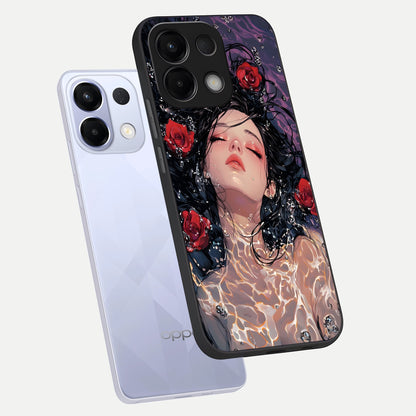  Crimson Rose Serenity phone case For Oppo K13 5G showing premium glass back cover with detailed artwork