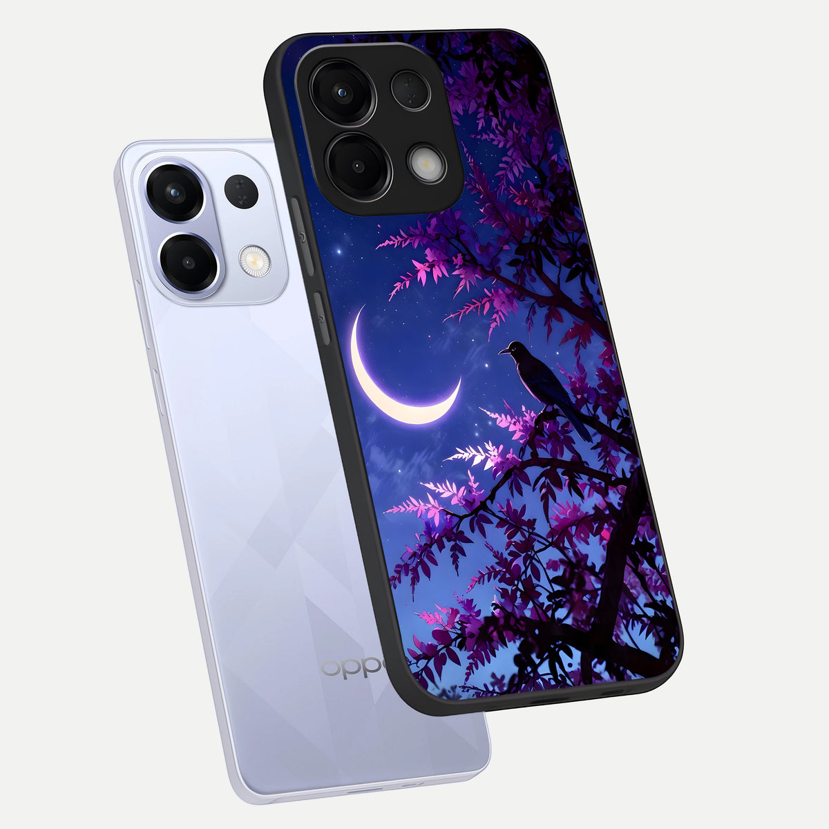  Crow And Moon Scenery phone case For Oppo K13 5G showing premium glass back cover with detailed artwork