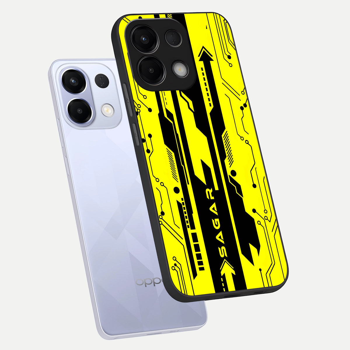  Electric Pulse CYBERPUNK Custom Name phone case For Oppo K13 5G showing premium glass back cover with detailed artwork