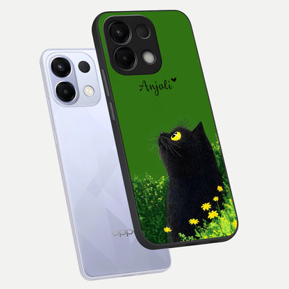  Emerald Cat Custom Name phone case For Oppo K13 5G showing premium glass back cover with detailed artwork