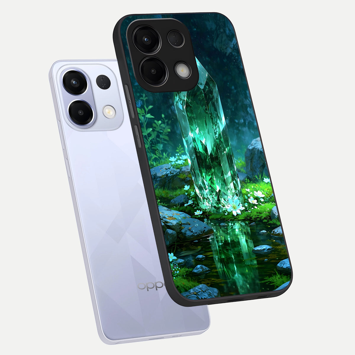  Emerald Light Crystal phone case For Oppo K13 5G showing premium glass back cover with detailed artwork