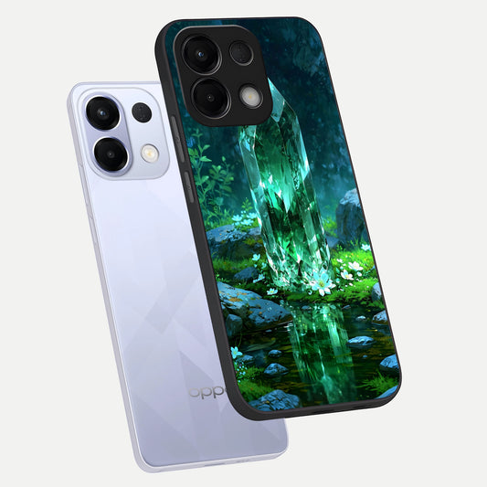  Emerald Light Crystal phone case For Oppo K13 5G showing premium glass back cover with detailed artwork