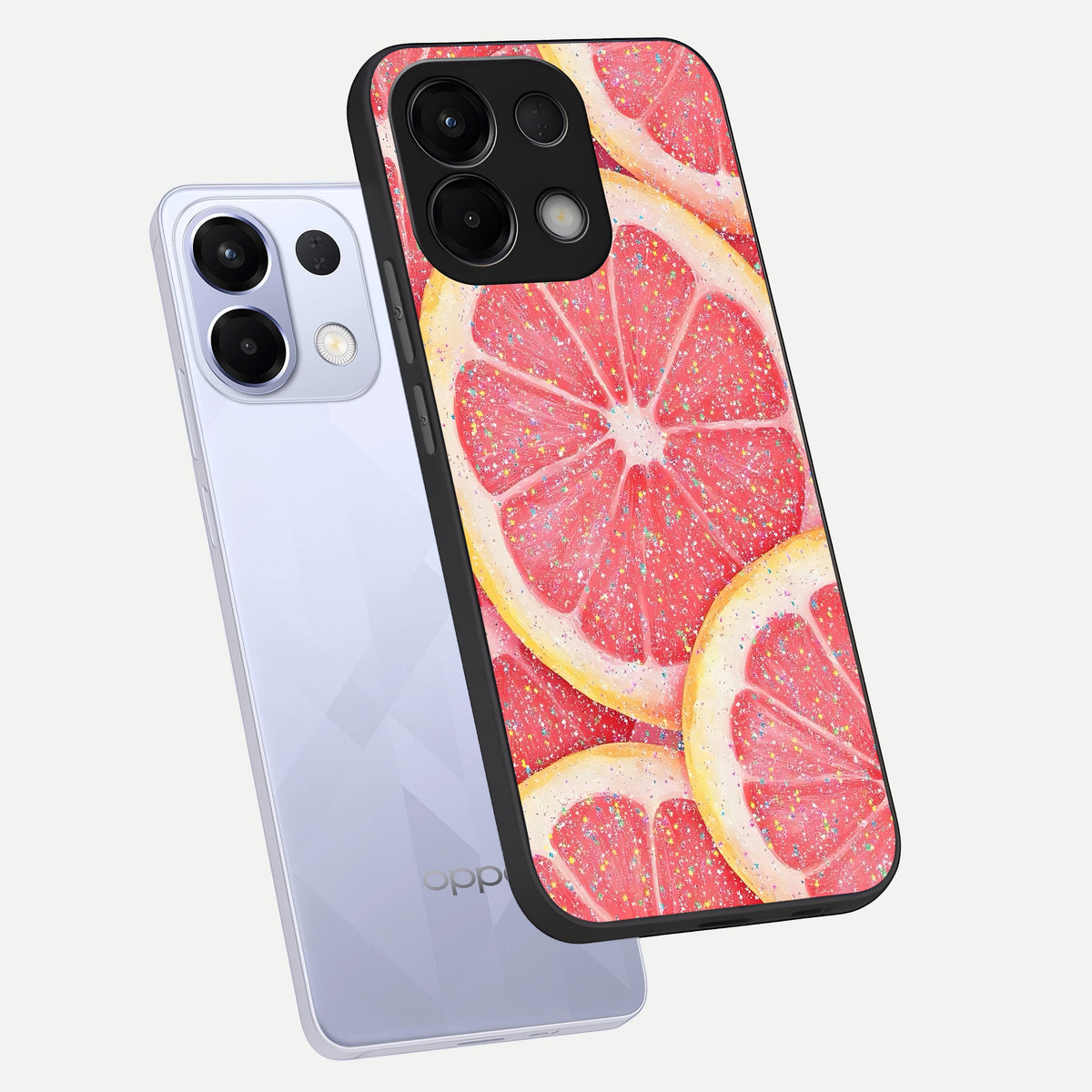  Glitter Grapefruit phone case For Oppo K13 5G showing premium glass back cover with detailed artwork