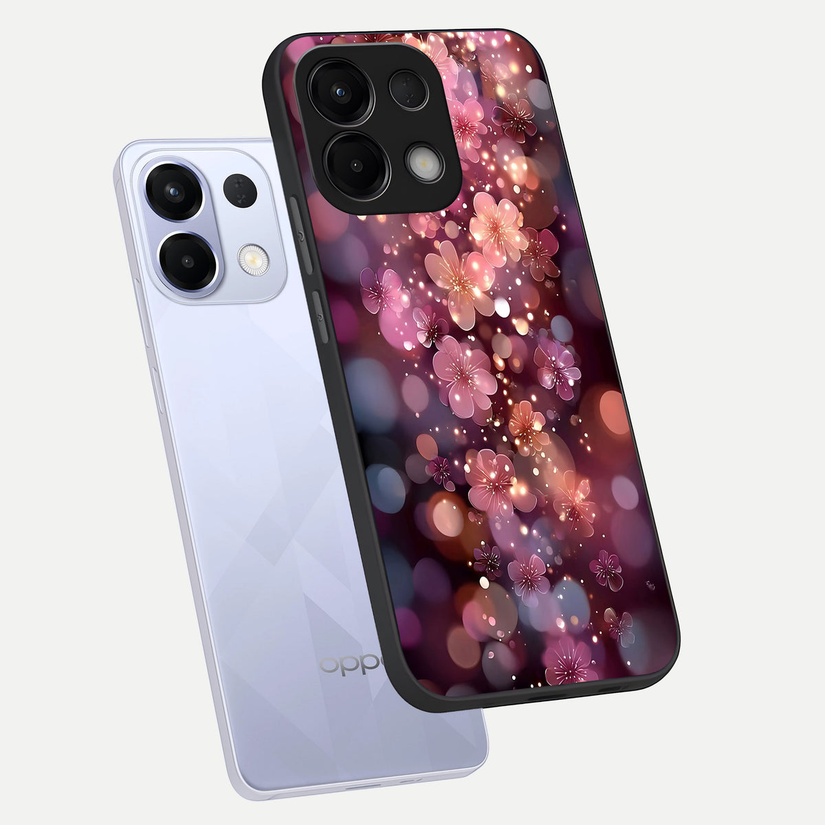  Glowing Petal Bliss phone case For Oppo K13 5G showing premium glass back cover with detailed artwork
