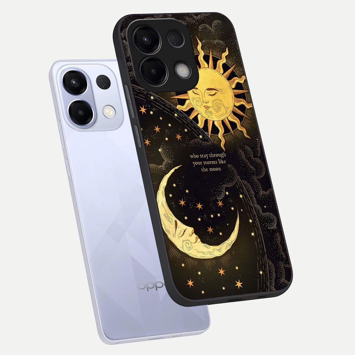  Golden Lunar Love phone case For Oppo K13 5G showing premium glass back cover with detailed artwork