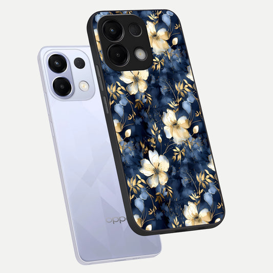  Golden Midnight Bloom phone case For Oppo K13 5G showing premium glass back cover with detailed artwork