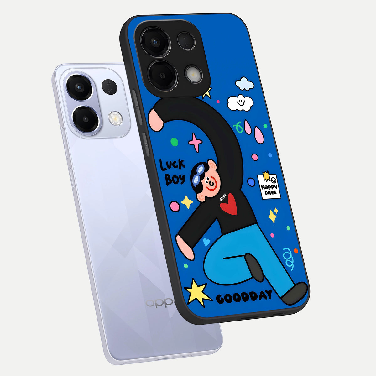  Happy Luck Vibe phone case For Oppo K13 5G showing premium glass back cover with detailed artwork