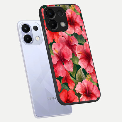  Hibiscus Pattern phone case For Oppo K13 5G showing premium glass back cover with detailed artwork
