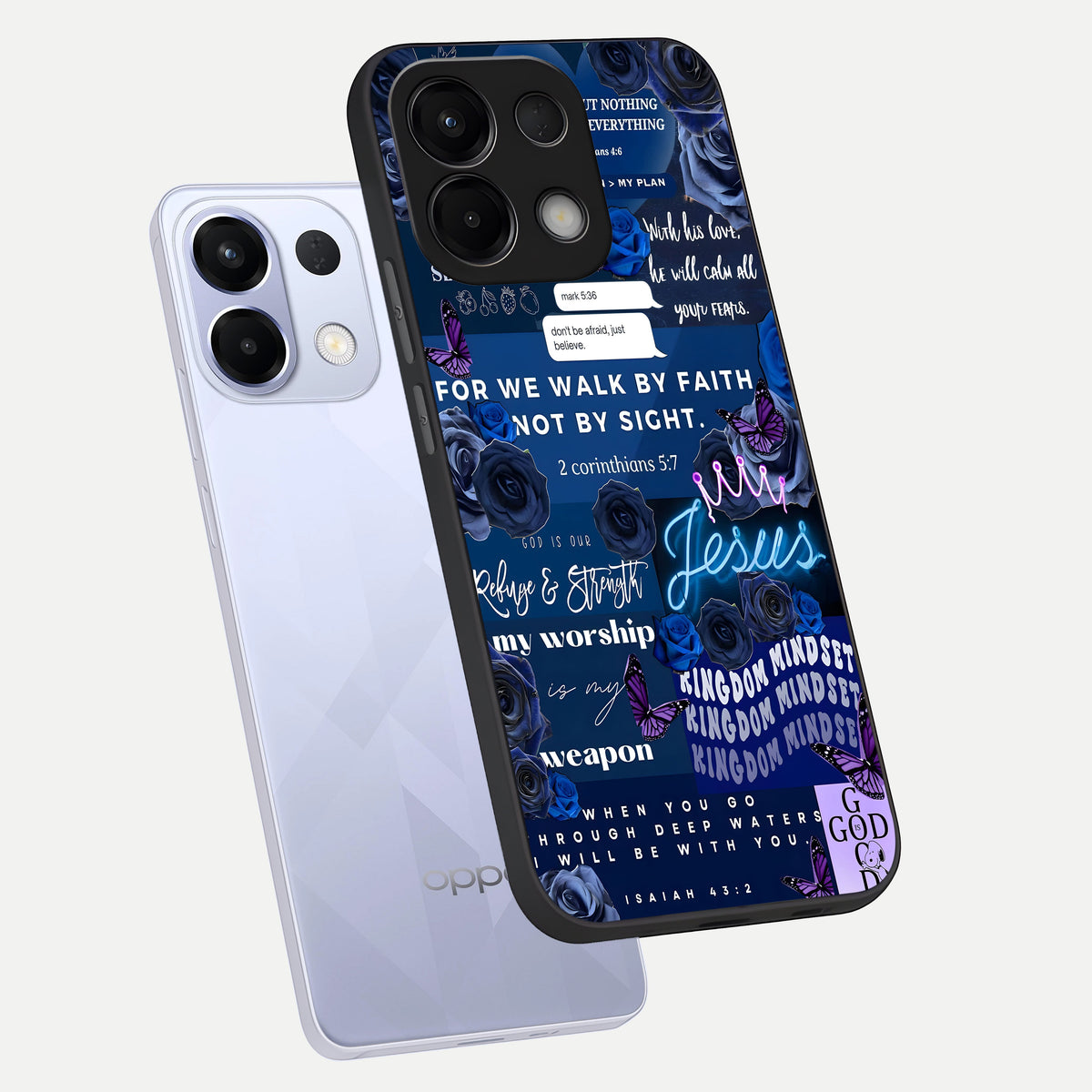  Kingdom Faith Glow phone case For Oppo K13 5G showing premium glass back cover with detailed artwork