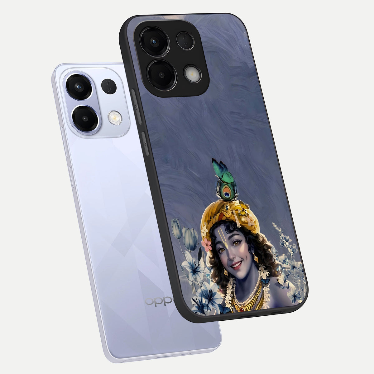  Lord Krishna phone case For Oppo K13 5G showing premium glass back cover with detailed artwork