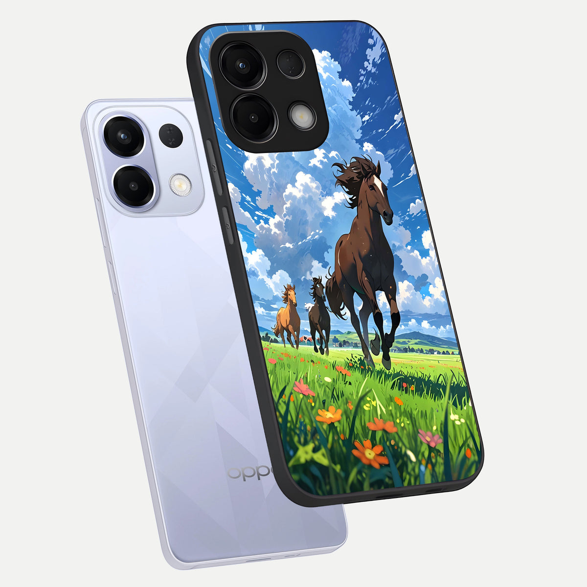  Majestic Horses Galloping phone case For Oppo K13 5G showing premium glass back cover with detailed artwork